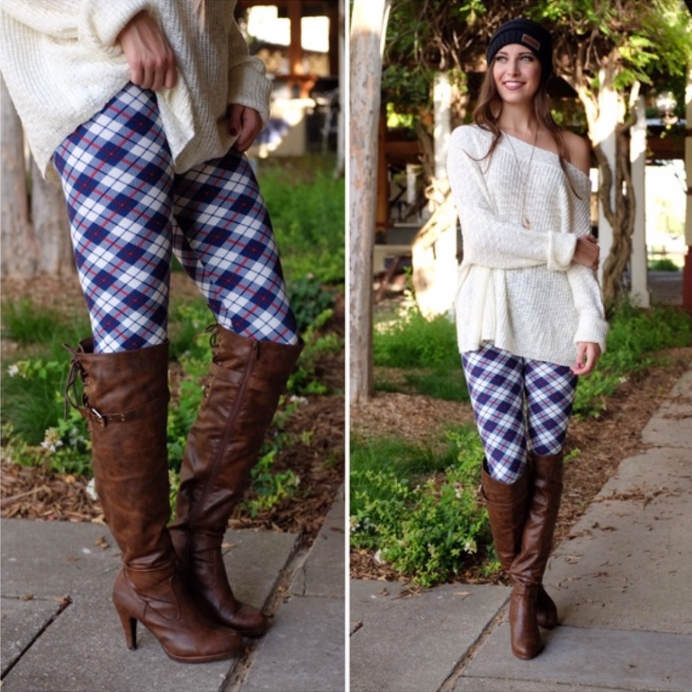 *HOLIDAY SALE* Leggings -  Blue Red Plaid